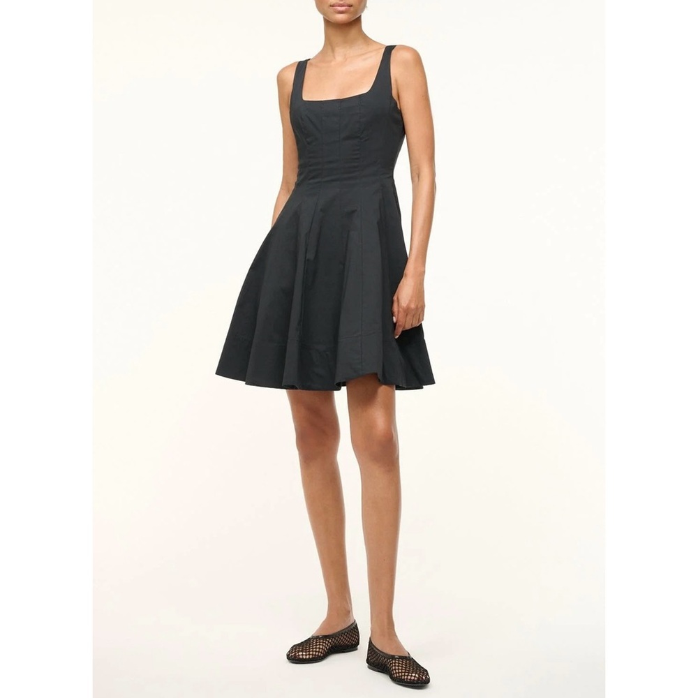 Staud Wells Pleated Mini Dress black